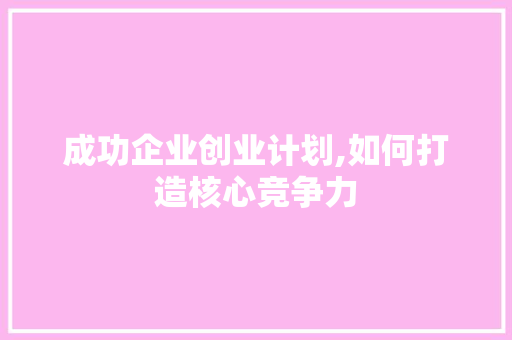 成功企业创业计划,如何打造核心竞争力