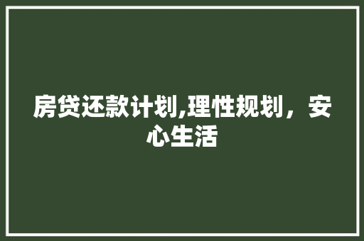 房贷还款计划,理性规划，安心生活