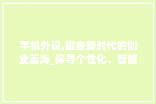 手机外设,掘金新时代的创业蓝海_探寻个性化、智能化外设市场