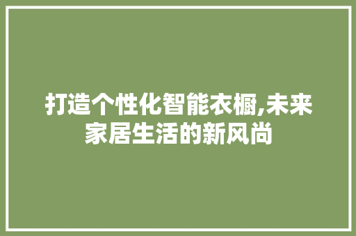 打造个性化智能衣橱,未来家居生活的新风尚