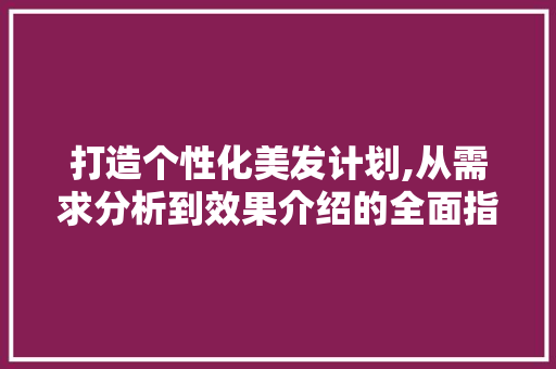 打造个性化美发计划,从需求分析到效果介绍的全面指南