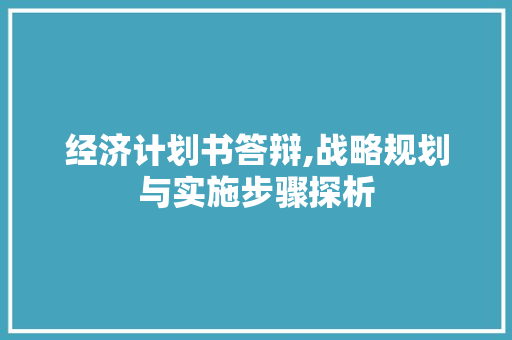 经济计划书答辩,战略规划与实施步骤探析