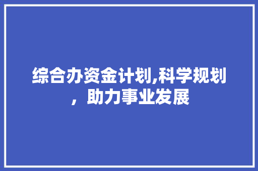 综合办资金计划,科学规划，助力事业发展