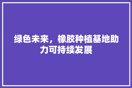 绿色未来，橡胶种植基地助力可持续发展