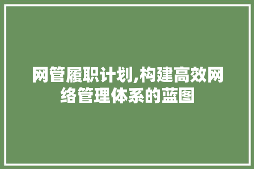 网管履职计划,构建高效网络管理体系的蓝图