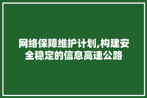 网络保障维护计划,构建安全稳定的信息高速公路