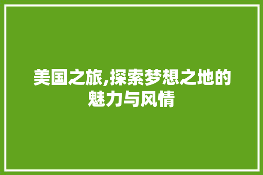 美国之旅,探索梦想之地的魅力与风情