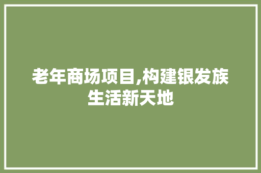 老年商场项目,构建银发族生活新天地