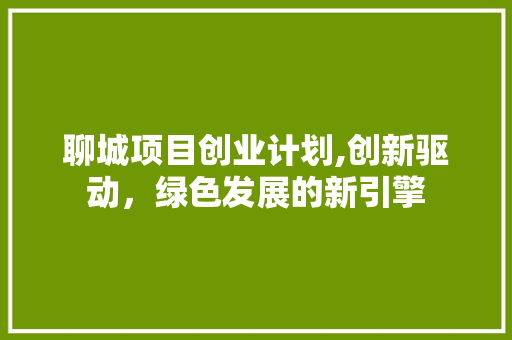 聊城项目创业计划,创新驱动，绿色发展的新引擎