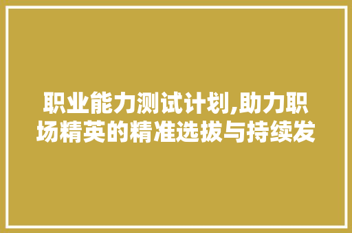 职业能力测试计划,助力职场精英的精准选拔与持续发展