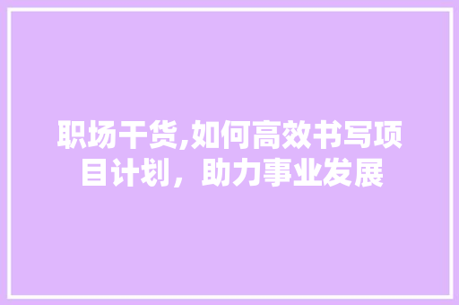 职场干货,如何高效书写项目计划，助力事业发展