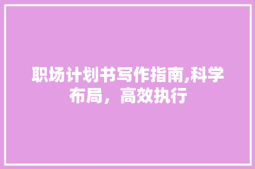 职场计划书写作指南,科学布局，高效执行