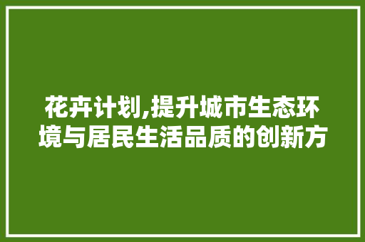 花卉计划,提升城市生态环境与居民生活品质的创新方法