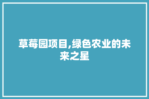 草莓园项目,绿色农业的未来之星