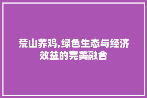 荒山养鸡,绿色生态与经济效益的完美融合