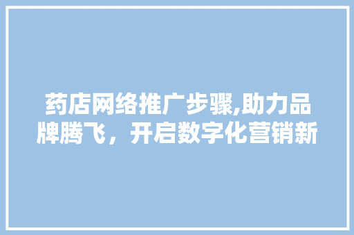 药店网络推广步骤,助力品牌腾飞，开启数字化营销新篇章