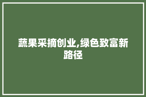 蔬果采摘创业,绿色致富新路径