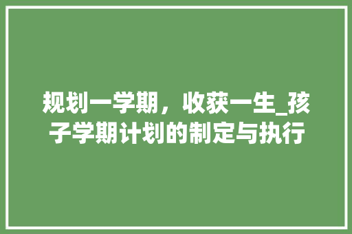 规划一学期，收获一生_孩子学期计划的制定与执行