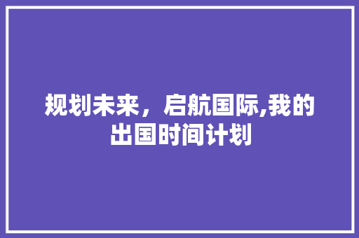 规划未来，启航国际,我的出国时间计划