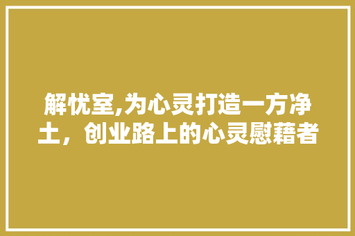 解忧室,为心灵打造一方净土，创业路上的心灵慰藉者