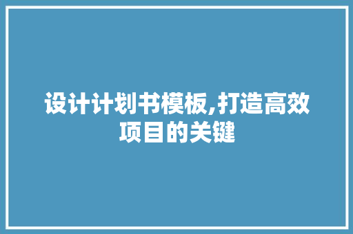 设计计划书模板,打造高效项目的关键