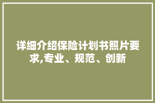 详细介绍保险计划书照片要求,专业、规范、创新