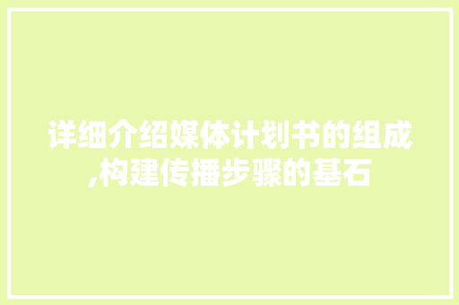 详细介绍媒体计划书的组成,构建传播步骤的基石