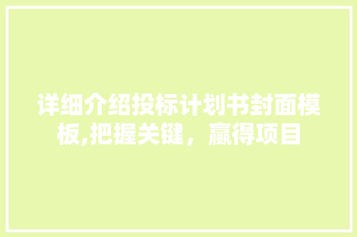 详细介绍投标计划书封面模板,把握关键，赢得项目