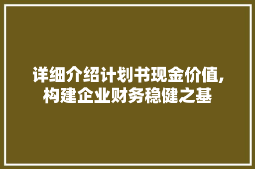 详细介绍计划书现金价值,构建企业财务稳健之基