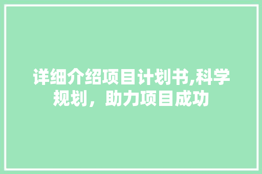 详细介绍项目计划书,科学规划，助力项目成功