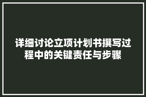 详细讨论立项计划书撰写过程中的关键责任与步骤