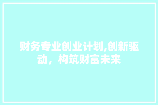 财务专业创业计划,创新驱动，构筑财富未来