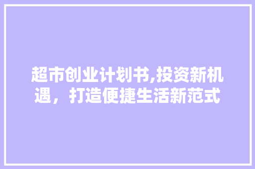 超市创业计划书,投资新机遇，打造便捷生活新范式