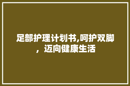 足部护理计划书,呵护双脚，迈向健康生活