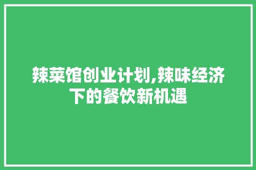 辣菜馆创业计划,辣味经济下的餐饮新机遇 论文范文