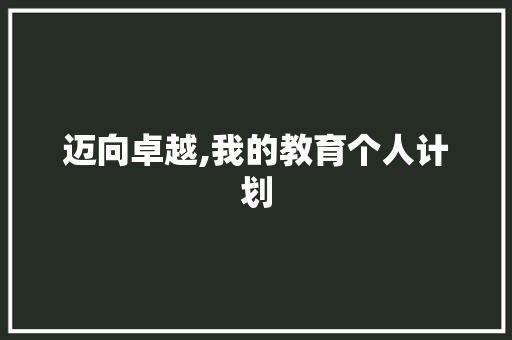 迈向卓越,我的教育个人计划