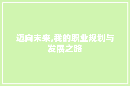 迈向未来,我的职业规划与发展之路