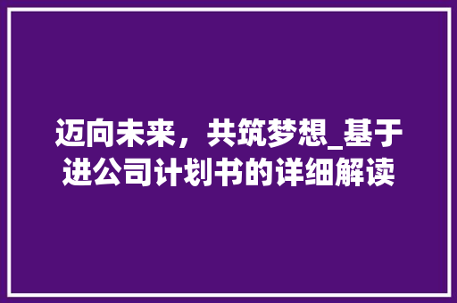 迈向未来，共筑梦想_基于进公司计划书的详细解读