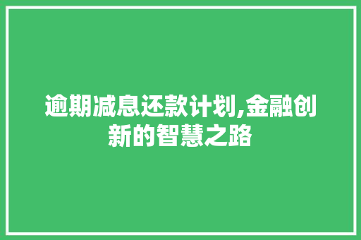 逾期减息还款计划,金融创新的智慧之路