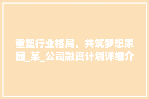 重塑行业格局，共筑梦想家园_某_公司融资计划详细介绍