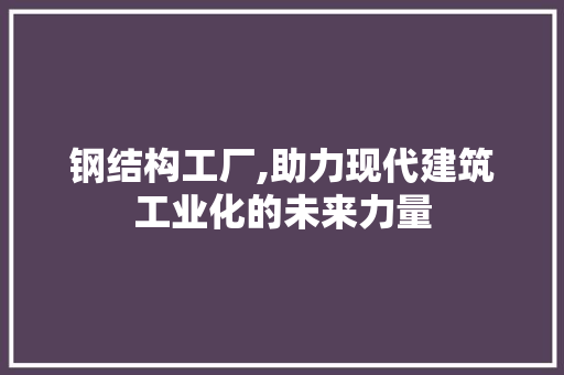 钢结构工厂,助力现代建筑工业化的未来力量