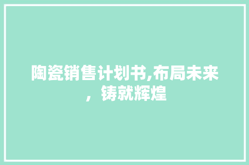 陶瓷销售计划书,布局未来，铸就辉煌