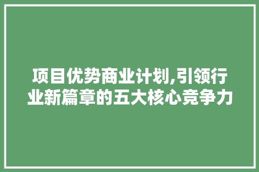 项目优势商业计划,引领行业新篇章的五大核心竞争力