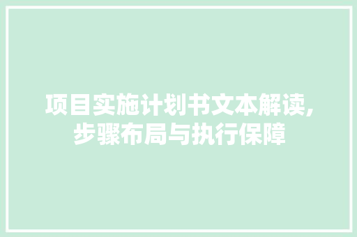 项目实施计划书文本解读,步骤布局与执行保障