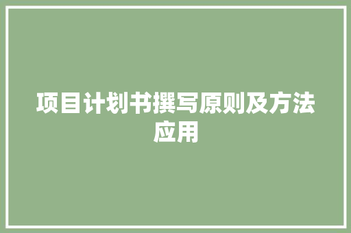 项目计划书撰写原则及方法应用