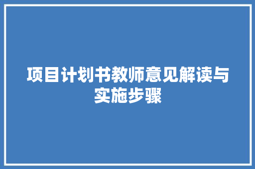 项目计划书教师意见解读与实施步骤