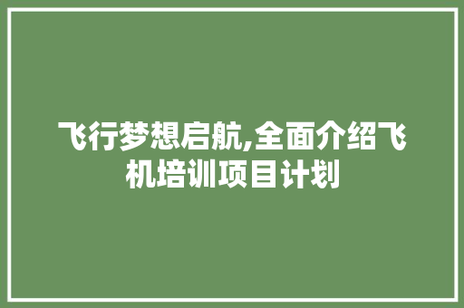 飞行梦想启航,全面介绍飞机培训项目计划