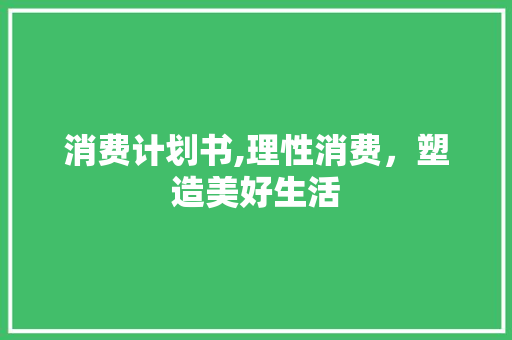 消费计划书,理性消费，塑造美好生活