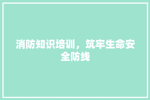 消防知识培训，筑牢生命安全防线 工作总结范文