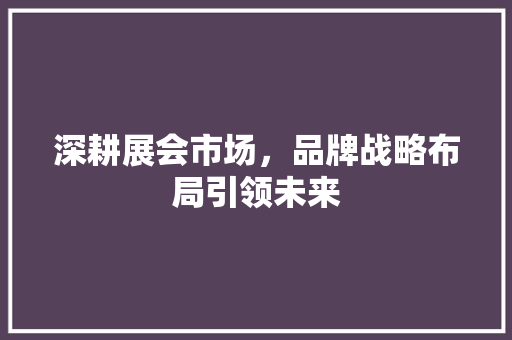 深耕展会市场，品牌战略布局引领未来